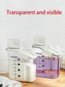 1pc Laundry Powder Storage Box, Transparent Laundry Liquid Container, Storage Jar For Detergent, Moisture-Proof Sealable Canister With Graduations - Green - View 6