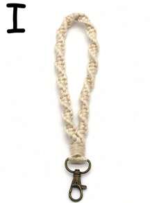 1pc Minimalist Woven Keychain For back to school - Khaki - View 16