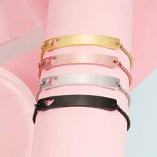 Silver Hollow Butterfly Carved Bracelet, Unisex, DIY Customized Carved Bracelet Set, Stainless Steel Material, High-Quality Curved Brand Customized Bracelet - Black Heart Bracelet - View 7
