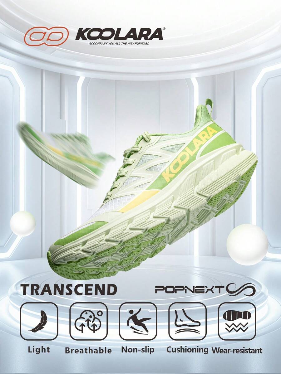 Koolara Beyond女款撞色路徑越野跑鞋,透氣網面厚底增高男女休閒運動鞋具有防滑耐磨外底,輕質健行鞋