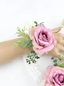 6pcs/1pc Wrist Corsage For Bride Bridesmaids Wedding, Artificial Silk Rose And Faux Pearls Romantic Wrist Corsage For Women Mother Wedding Prom Party Bridal Shower Decoration Wedding Gift Valentine's Day