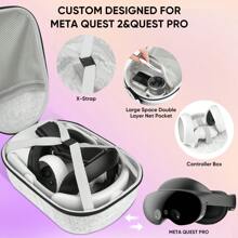 Large Hard Carrying Case Compatible With Oculus Meta Quest 2/Quest 3 And KIWI Design, BOBOVR M2/M3 Pro, SUPERUS, Saqico, Bioherm, DESTEK QH3, VZNEK And All Third Party Head Strap With Battery - Grey - View 4