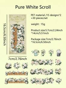30 CÁI Chủ Đề Vườn Lãng Mạn Trang Viên Hoa Và Cây Thiết Kế DIY Handmade Nhật Ký Nhãn Dán Trang Trí Hoa Dream Series Nhãn Dán Chống Thấm Nước PET Thích Hợp Cho Sổ Lưu Niệm Làm Thiệp Nhật Ký Học Sinh Giáo Viên Cắt Dán Đồ Dùng Nghệ Thuật - Nhiều màu - Xem 15