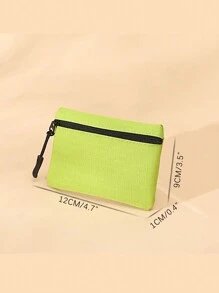 Nuevo mini monedero de tela Oxford multicolor con diseño de malla de unicolor, cierre de cremallera, portátil para tarjetas de estudiantes, llaves, monedas, tarjetas de bus y metro, etc. - Multicolor - Ver 3