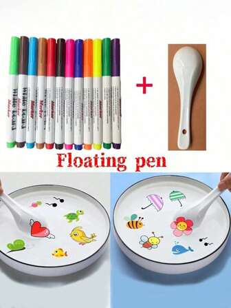 8/12pcs Magic Water Drawing Pens With Floating Ink, Colorful Markers For Children Educational Toys, Suitable For Painting (Color Of Some Parts Is Random)