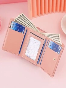 New Embroidered Flower Three-Fold Short Women's Bag Multi-Functional Fashion Handbag Multiple Card Slots Clutch Bag Coin Pink For Women Wallet Purse Wallet Small Wallet