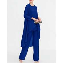 Chiffon Mother Of The Bride Pantsuit 3 Piece Wedding Formal Dress Suit Evening Gown