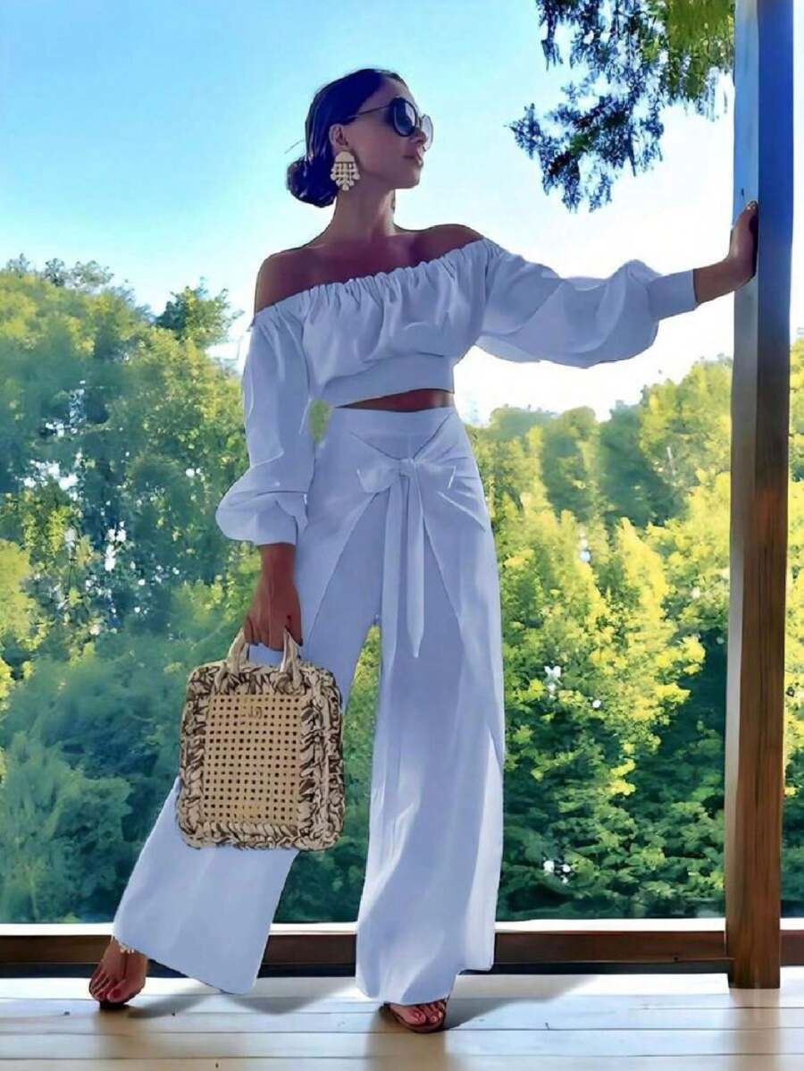 Women Two-Piece Outfits - Sky Blue - View 1