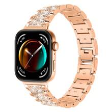 1pc Unisex New Rhinestone Studded Metal Electroplated Zinc Alloy Watch Band Compatible With Huawei Watch Fit3, Huawei Watch Fit 4, Huawei Watch Fit 4 Pro - one-size - View 4