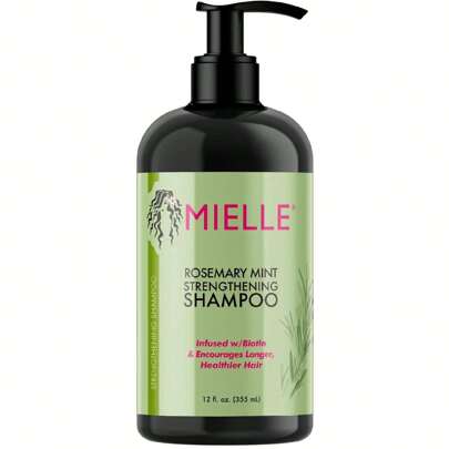 Mielle Organics Rosemary Mint Strengthening Shampoo Infused With Biotin, Cleanses And Helps Strengthen Weak And Brittle Hair, 12 Ounces