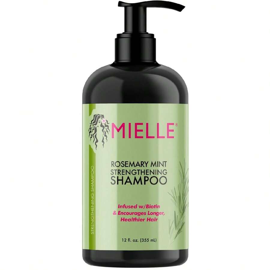 Mielle Organics Rosemary Mint Strengthening Shampoo Infused With Biotin, Cleanses And Helps Strengthen Weak And Brittle Hair, 12 Ounces - Màu xanh Bạc hà - Xem 1