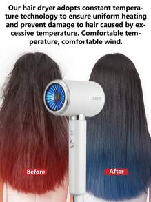 CRASTS White High-Power Hair Dryer With Three-Level Wind Speed & Temperature Control, One-Button Switching Cold & Hot Wind, Equipped With Drying Hood And Nozzles, MD-19 - UK Plug(220-240V) - View 5