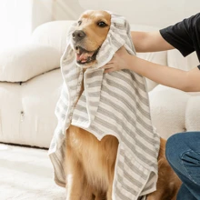 1pc Thickened Absorbent And Quick-Drying Dog Bathrobe, Golden Retriever Labrador Shepherd Bath Towel, Cat Blanket - Grey - View 3