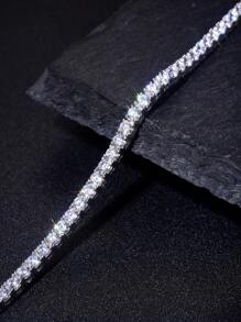 1 Vòng tay xích tennis kim cương bốn chấu 3mm, Vòng tay thanh lịch bằng bạc Sterling S925 dành cho nữ, Vòng tay boutique cao cấp lấp lánh sang trọng, Quà tặng trang sức thời trang dành cho nữ - Vòng tay kim cương bốn ngạnh - Xem 7