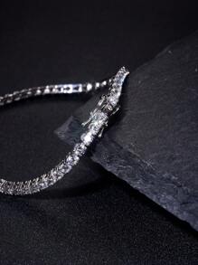 1 Vòng tay xích tennis kim cương bốn chấu 3mm, Vòng tay thanh lịch bằng bạc Sterling S925 dành cho nữ, Vòng tay boutique cao cấp lấp lánh sang trọng, Quà tặng trang sức thời trang dành cho nữ - Vòng tay kim cương bốn ngạnh - Xem 6
