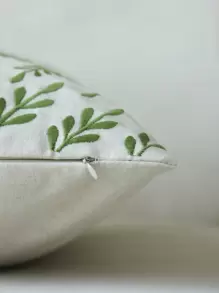 1 pièce/2 pièces Taie d'oreiller décorative à broderie de feuilles, décoration de maison pour le salon, l'intérieur de la voiture, convient pour le printemps, l'été, l'automne et l'hiver