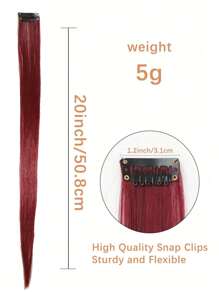 10 cái/gói tóc nối kẹp nhiều màu sắc, tóc nối tổng hợp rực rỡ cho tiệc tùng/lễ hội dành cho phụ nữ - Màu Đỏ Sâu - Xem 6