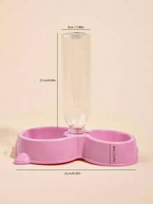 1pc Cat/Dog Lover Gift And Dog/Cat Mom Love Pet Bowl With Drinking Bottle For Cat Lover And Cat Mom Love And Dog Lover And Dog Mom Love For Drinking And Eating - Pink - View 2