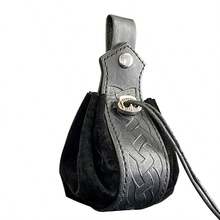 新款中世紀歐洲維京風格復古迷你可攜式掛腰抽繩包萬聖節小袋子維京騎士Cosplay腰包道具背包學生通勤 - 彩色 - 查看 7