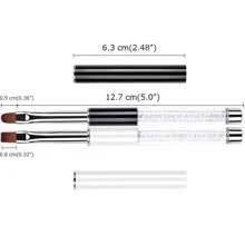Oval & Flat UV Gel Nail Brush Rhinestone Handle Professional Nail Art Design Brushes - Black and White - View 5