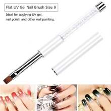 Oval & Flat UV Gel Nail Brush Rhinestone Handle Professional Nail Art Design Brushes - Black and White - View 6