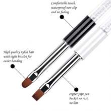 Oval & Flat UV Gel Nail Brush Rhinestone Handle Professional Nail Art Design Brushes - Black and White - View 3