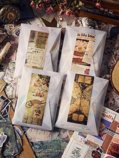 1pc Random Matte Material Package Magazine, Vintage INS Style Decoration Background For Scrapbooking Back To School