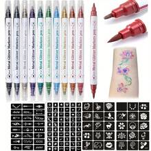 Temporary Tattoo Pen With Tattoo Templates Set - Ink-Based, Alcohol-Free, Skin-Friendly Body And Facial Coloring Tattoo Marker For Temporary Body Art - Multicolor - View 3