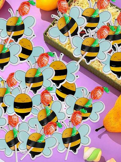 50 بطاقة حامل لعصا السكر بشكل نحلة