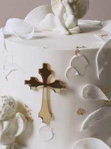 2 件基督教十字架形亚克力蛋糕装饰，上帝保佑蛋糕插旗，派对烘焙用品， - 金色 - 查看 8