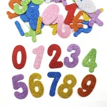 Miếng dán xốp dính EVA màu vàng lấp lánh lấp lánh, Nhãn dán tự làm chữ hoa và số, Chữ số hoạt hình Bảng chữ cái tiếng Anh Chất liệu (26 chữ cái, 36 chữ số) - Nhiều màu - Xem 3