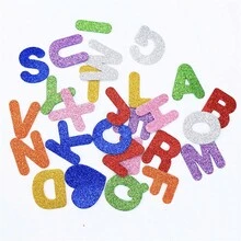 Miếng dán xốp dính EVA màu vàng lấp lánh lấp lánh, Nhãn dán tự làm chữ hoa và số, Chữ số hoạt hình Bảng chữ cái tiếng Anh Chất liệu (26 chữ cái, 36 chữ số) - Nhiều màu - Xem 2