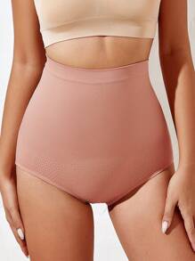 4pcs Solid Color Seamless High-Waisted Tummy Control Butt Lifter Women's Underwear