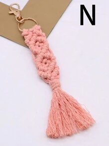 1pc Minimalist Woven Keychain For back to school - Khaki - View 24