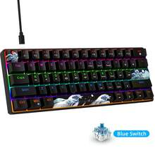 61-Key Mechanical Gaming Keyboard, Blue Switches, RGB Backlit, DIY Keycaps, USB-C Plug & Play, Compatible With Windows, PC, Gaming Consoles, For Gamers - Black (Blue Switch) - View 5