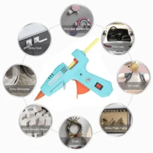 Pistola de Silicon con corta corriente calentador pegamento silicón Eléctrica Manualidades Multifuncional Esculturas - Multicolor - Ver 4