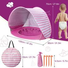 Quick Install Pop-Up Kids Beach Tent, Portable Children Sun Shade Pool Tent UPF 50+ UV Protection Canopy, Suitable For Indoor And Outdoor Use (Pool Type), Enhances Creativity And Imagination