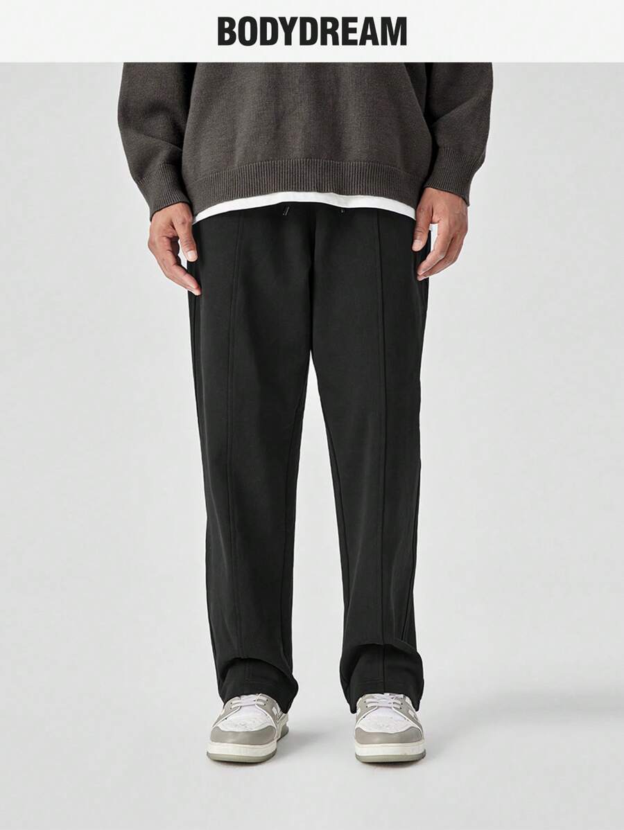 男式休闲纯色斜口袋运动裤 - 黑色 - 查看 1