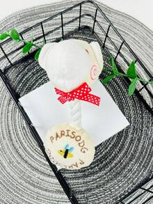 1入寵物狗玩具，帶聲音繩索咬咬玩具，毛絨泰迪小狗，適用於像比熊這樣的中小型品種