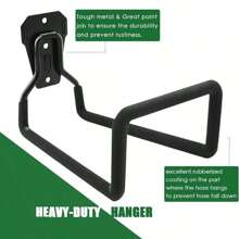 Colgador de manguera de jardín de metal - Soporte de pared resistente para mangueras de jardín al aire libre, gancho de carrete de manguera duradero para manguera de agua - Negro - Ver 4