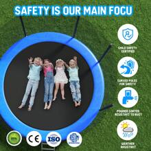 10FT 12FT 14FT Trampoline For Kids With Safety Net Enclosure Trampoline For Adults With Basketball Hoop Outdoor Trampolines 300LBS To 450LBS Weight Capacity ASTM Approved Backyards Trampoline - Blue - View 2