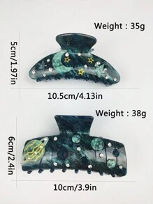 Kẹp tóc hình ngôi sao và mặt trăng lớn, kẹp tóc hình hành tinh không gian mát mẻ, thanh lịch và thiết thực, phụ kiện giữ tóc chắc chắn, thủ công, kẹp tóc hình phù thủy, kẹp tóc, kẹp tóc thu đông cho trang phục đi nghỉ của phụ nữ - sao trăng - Xem 3