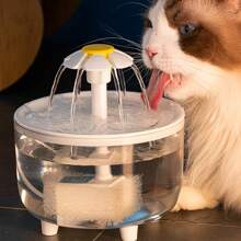 (Without Usb Plug) 1.5l Usb Powered Mini Transparent Drinking Fountain With Filter And Silent Water Pump Suitable For Small Cats And Dogs (Water Pump Color Random)