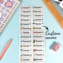 100pcs Custom Name Stickers For School Stationery, Various Cartoon Animal Labels, Waterproof Personalized Labels - Multicolor - View 10