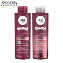 Salon Line S.O.S Bomba Ultra-Hydration Shampoo, Conditioner, Mask And Leave-In Cream Kit - Màu Đỏ Sâu - Xem 2
