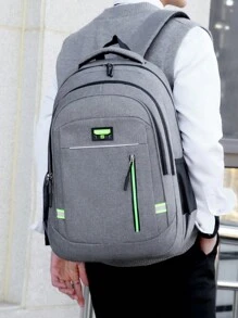 Mochila Estudiantil de Gran Capacidad Estilo Universitario para Mujeres, Adecuada para Escuela Secundaria, Preparatoria, Universidad - Gris - Ver 4
