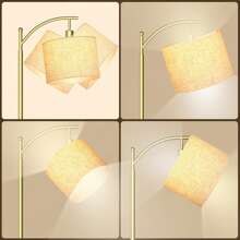 Arched Floor Lamp With Remote Control And Bulb Included - 金色 - 查看 9