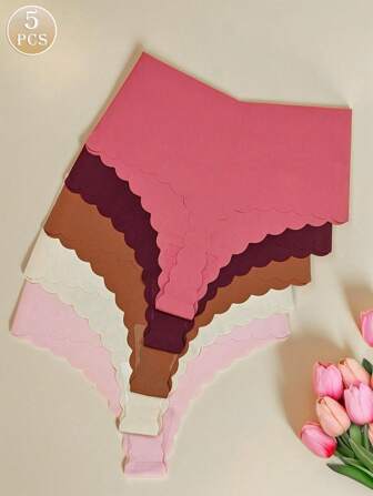 5 条装扇贝边隐形丁字裤