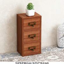 1入組3層抽屜臥室梳妝台，組裝布牆壁衣櫃收納盒，適用於兒童房、嬰兒房、客廳、門廳櫥櫃收納 - 棕色 - 查看 2