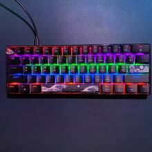 61-Key Mechanical Gaming Keyboard, Blue Switches, RGB Backlit, DIY Keycaps, USB-C Plug & Play, Compatible With Windows, PC, Gaming Consoles, For Gamers - Black (Blue Switch) - View 9